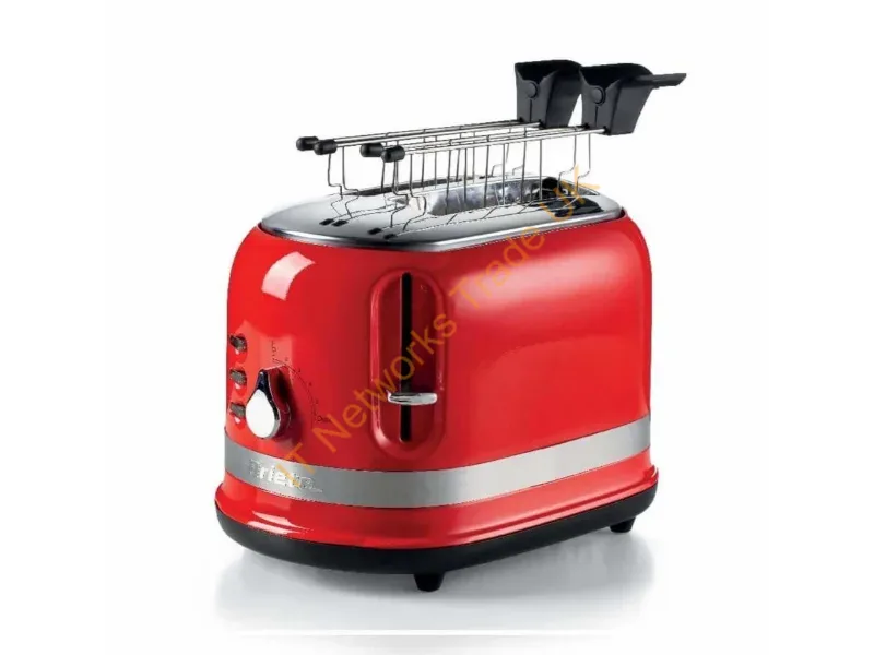 00C014900AR0 - Ariete 149 Toaster with Tongs for 2 slices of bread Automatic Ejection Defrost 6 Degrees of Browning 800 Watt Modern Line Red