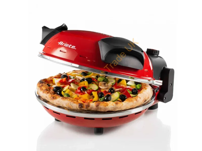 00C090900AR0 - Ariete 909 Pizza Oven Pizza in 4 minutes Refractory stone plate with non-stick treatment Max temperature 400 � 1200 Watt Timer 30 '- Red