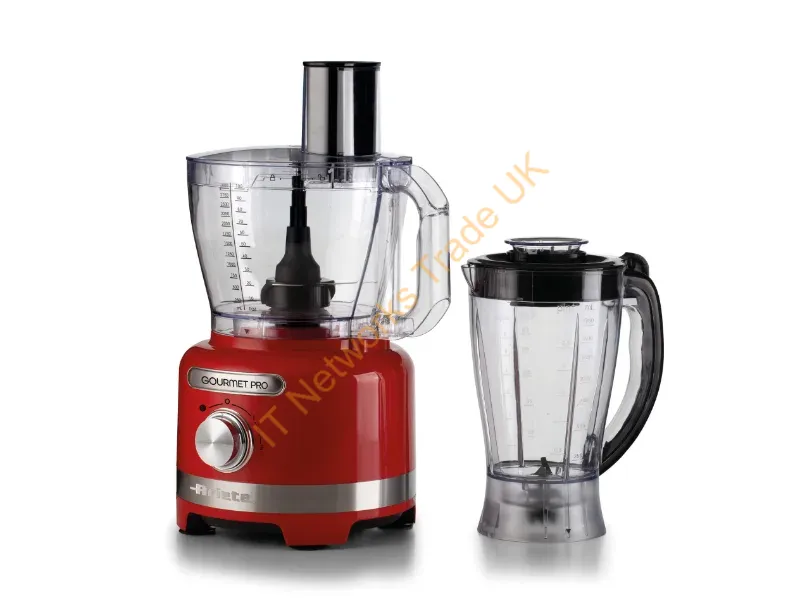 00C178200AR0 - Ariete 1782 Gourmet Pro Moderna, Food processor, 3L Multi-mill, 2L Blender, 2 speeds + Pulse, Blade set + Stainless steel disc, Juicer accessory, Red