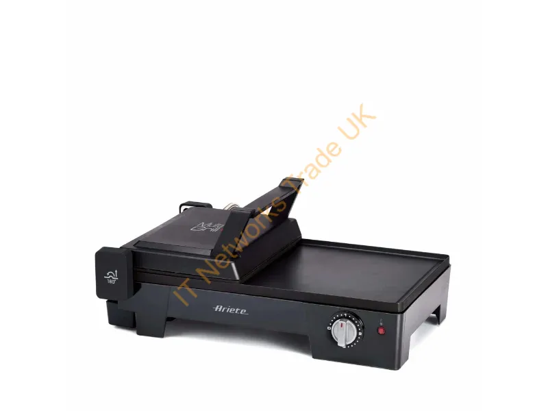 00C191610AR0 - Ariete 1916 Multi Grill 3 in 1 Electric Grill, Barbecue, Smooth and ribbed plate 180 � opening Adjustable thermostat 2400 Watt Black