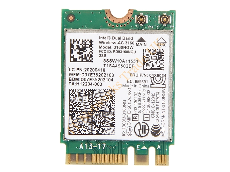 00JT481 Lenovo Intel Wireless-AC 7260HMW 802.11AC Dual Band BT4.0 PCI Express Mini Wi-Fi Card Wireless LAN Card