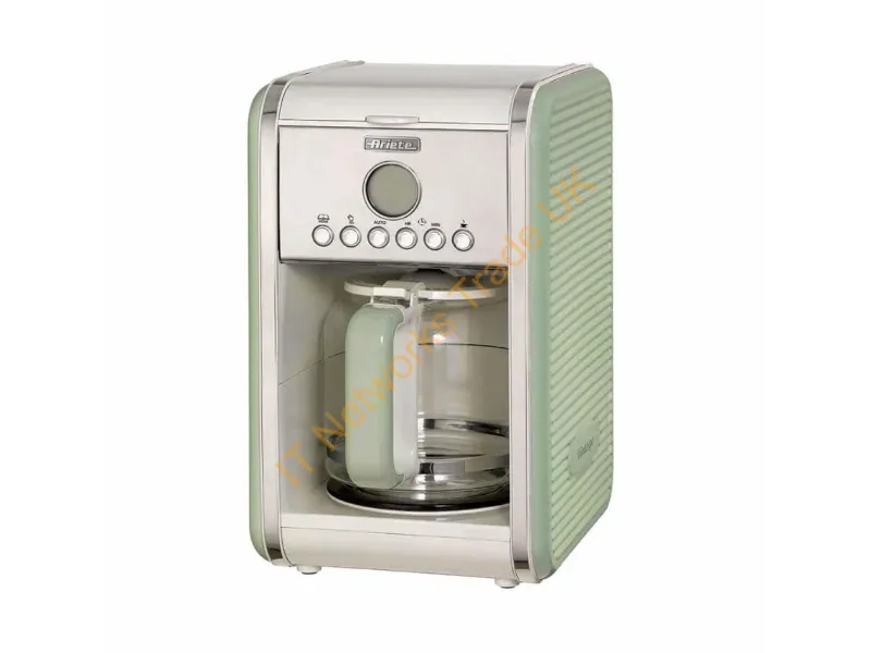 00M134204AR0 - Ariete 1342 American Coffee Machine, Tempered Glass Jug, Up to 12 Cups, 24 Hour Programming Timer, LCD display, Auto Shut Off, 2000 W, Plastic, Green
