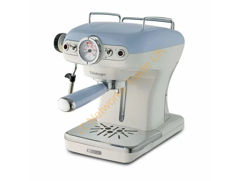 00M138915AR0 - Ariete 1389 Vintage Espresso Coffee Machine Espresso coffee machine for ground coffee or ESE pods, in a pastel blue colour