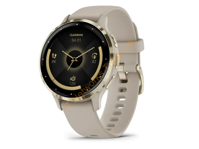 010-02785-02 - Garmin Venu 3S 3.05 cm (1.2") AMOLED 41 mm Digital 390 x 390 pixels Touchscreen Gold, Grey Wi-Fi GPS (satellite)
