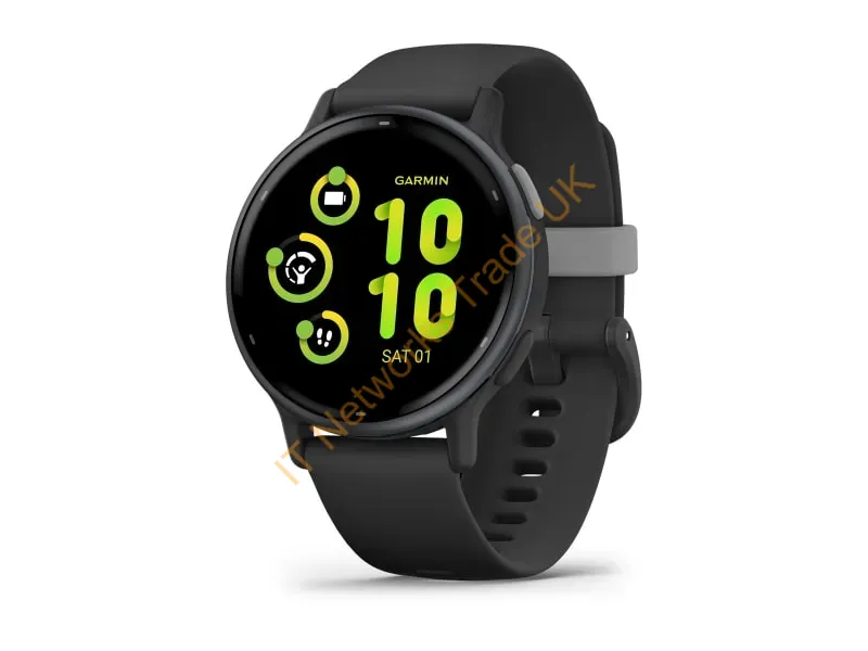 010-02862-10 - Garmin Vivoactive 5 3.05 cm (1.2") AMOLED 42 mm Digital 390 x 390 pixels Touchscreen Black Wi-Fi GPS (satellite)
