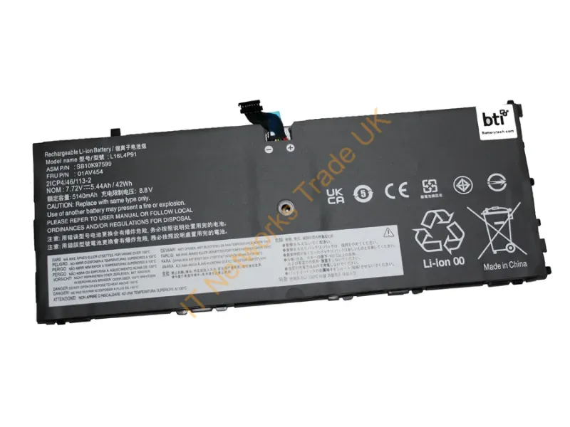 01AV454-BTI - Bti 01Av454- Industrial Rechargeable Battery Lithium-Ion (Li-Ion) 5440 Mah 7.72 V