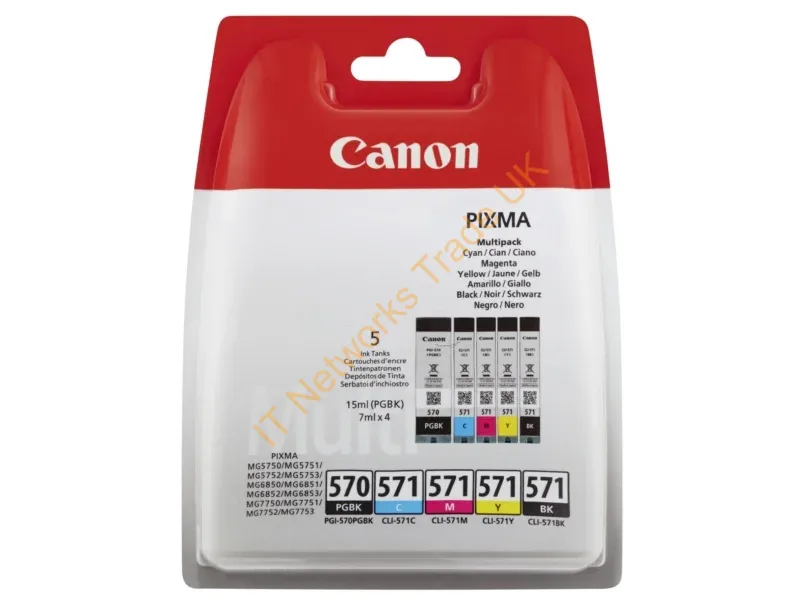 0318C009 - Canon 0318C009/PGI-570XLCLI-571 Ink cartridge multi pack 1xPGI BK + 1xCLI Bk,C,M,Y Pack=5 for Canon Pixma MG 5750/7750