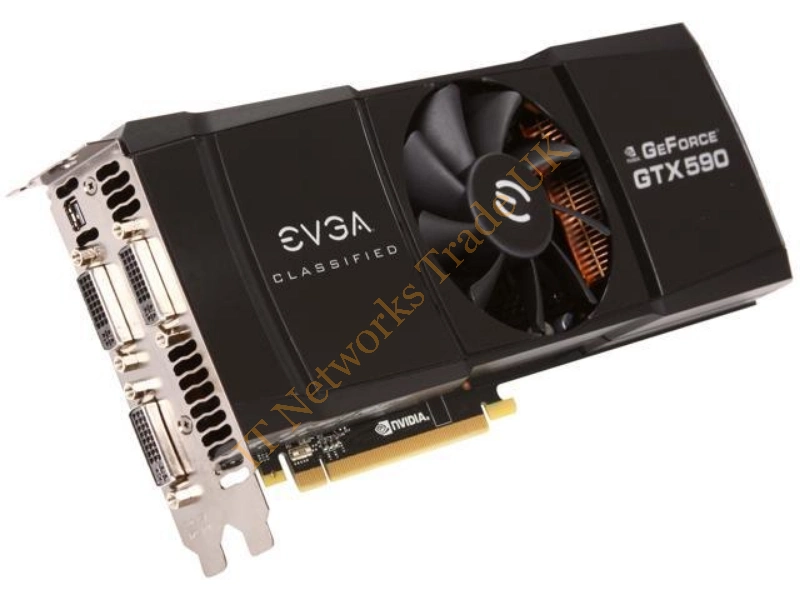 03G-P3-1598-A2 EVGA -GeForce GTX 590 Classified 3GB GDDR5 PCI Express 2.0 3x DVI/ Mini-Display Port/ Ready SLI Support Video Graphics Card