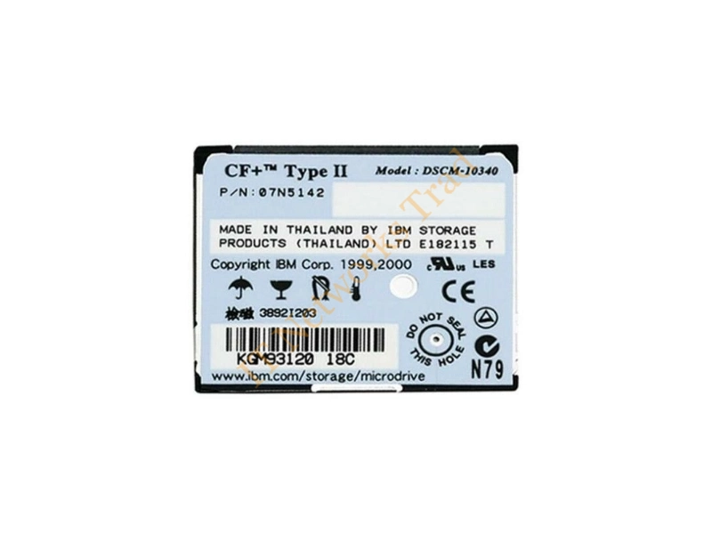 07N5142 IBM Microdrive 340MB 3600RPM CompactFlash Type II 128KB Cache 1.8-inch Internal Hard Drive