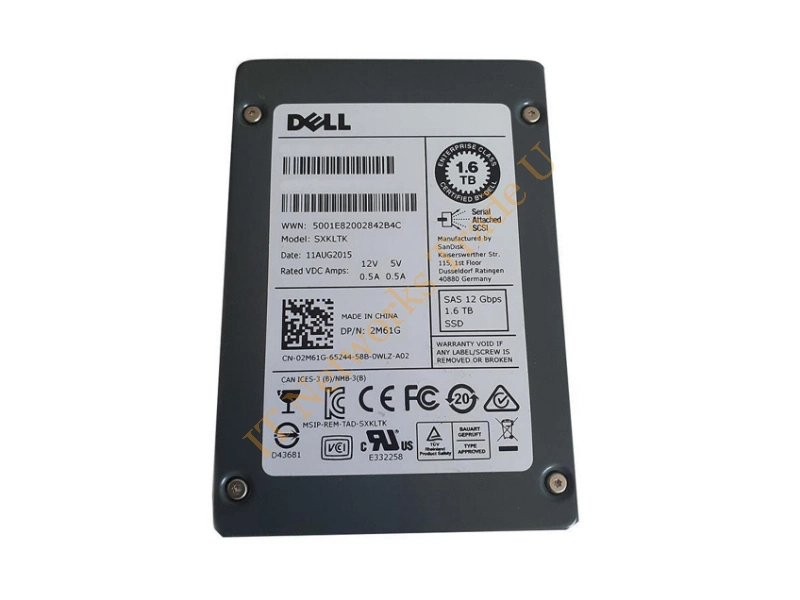 0DGKC0 Dell 1.6TB SAS 12GB/s eMLC Mix Use 2.5-inch Solid State Drive SSD Storage