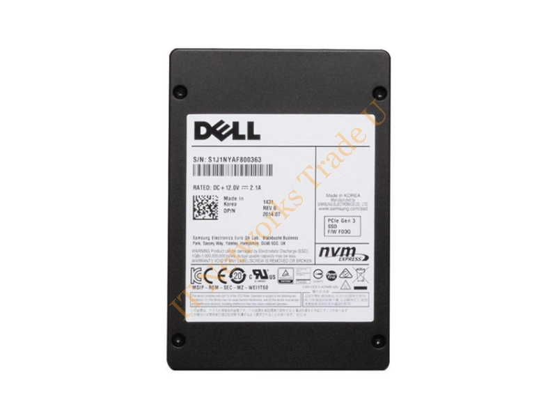 0DK2G7 Dell 3.2TB Triple-Level Cell (TLC) PCI Express 3.0 x4 NVMe Mixed-Use U.2 2.5-inch Solid State Drive with Carrier SSD Storage