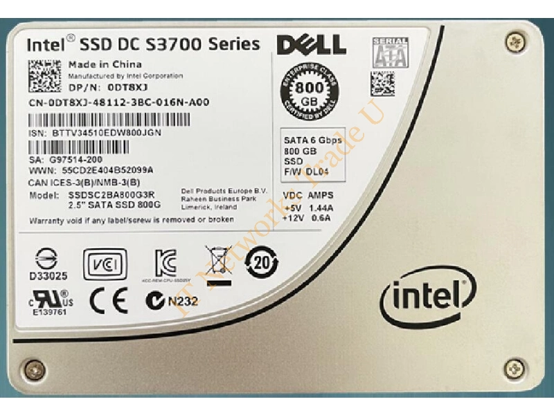 0DT8XJ Dell Enterprise DC S3710 Series 800GB SATA 6Gb/s 2.5-inch MLC Solid State Drive SSD Storage
