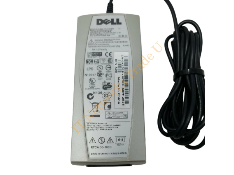 0W1451 Dell 65W 19.5V 3.34A 5mm AC Adapter with Power Cable Power Adapter