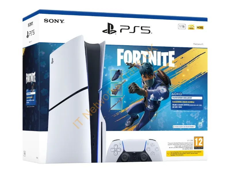 1000049836 - Sony PlayStation 5 Fortnite Flowering Chaos Bundle 1 TB Wi-Fi Black, White