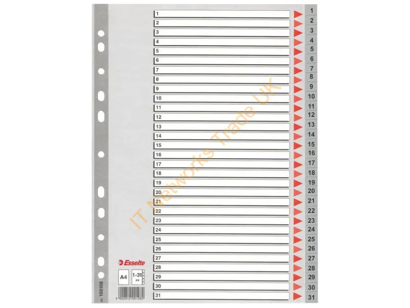 100108 - Esselte Index 1-31 PP A4 Grey