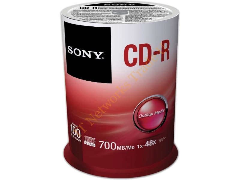 100CDQ80RS Sony 48x CD-R Media 700MB 120mm 100 Pack Spindle