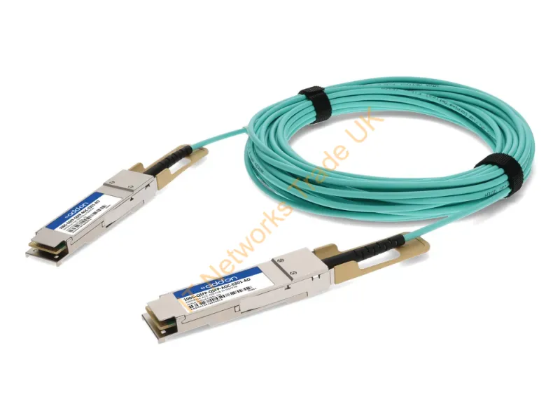 100G-QSFP-QSFP-AOC-0201-AO - Addon Networks 100G-Qsfp-Qsfp-Aoc-0201-Ao Infiniband/Fibre Optic Cable 78.7" (2 M) Qsfp28 Aqua Color, Stainless Steel