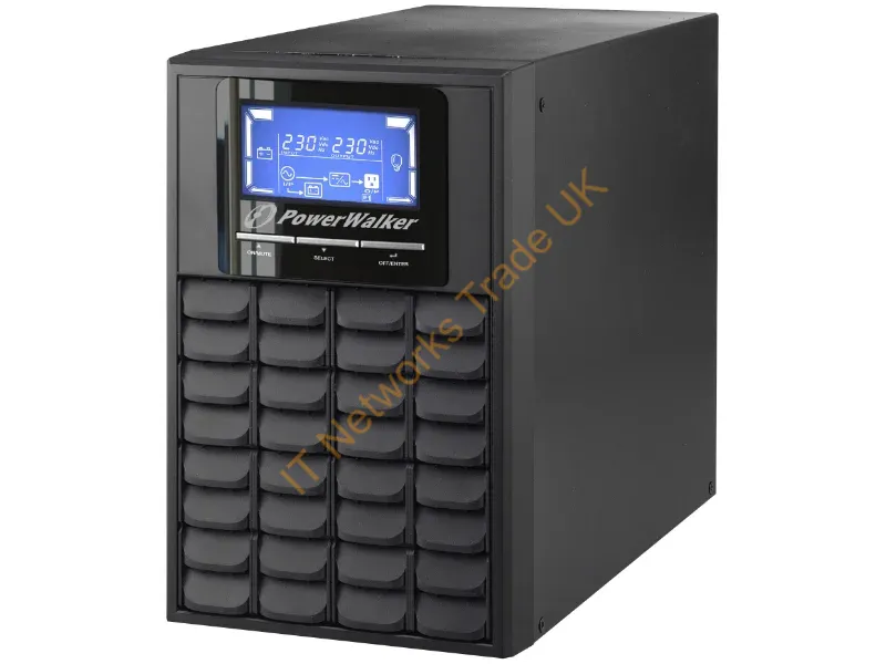 10120177 - PowerWalker VFI 1000C LCD uninterruptible power supply (UPS) Double-conversion (Online) 1 kVA 800 W 3 AC outlet(s)