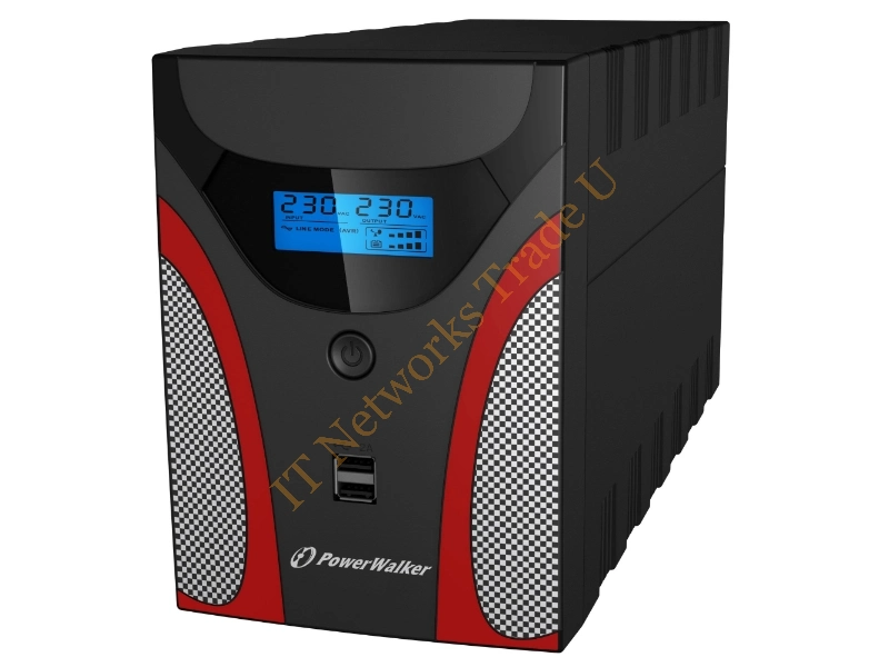 10121045 - PowerWalker VI 1600 GX Line-Interactive 1600VA Tower Black, Grey, Red uninterruptible power supply (UPS)