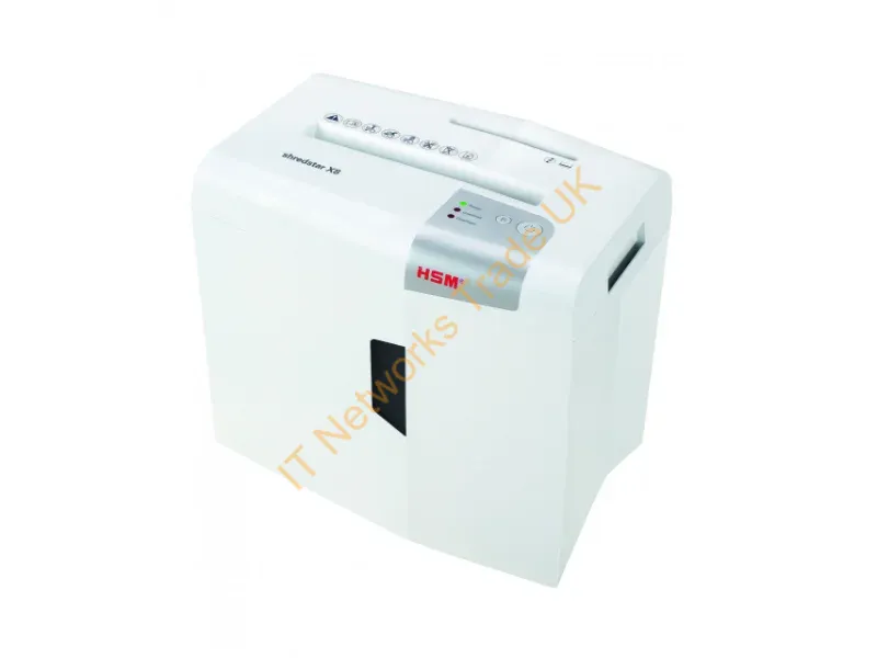 1044121 - HSM X8 paper shredder Particle-cut shredding 58 dB 22 cm Silver, White