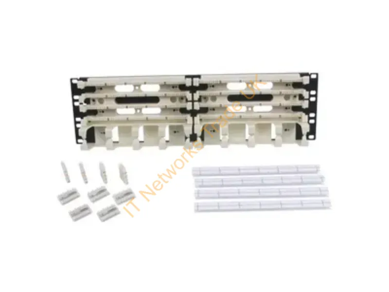 110RM25 - Hubbell Premise Wiring 110 Rack Mt Kit 19" 200 Pr C5Ec/W Panel 110 Blks Troughs 5Prconn Clips Labels 3U