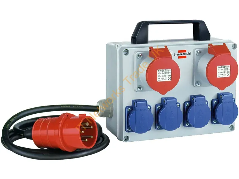 1153650 - Brennenstuhl BKV 2/4 T IP44 power distribution unit (PDU) 6 AC outlet(s) Black, Blue, Grey, Red
