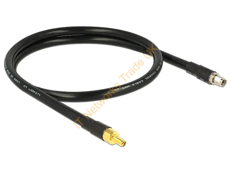 13013 - DeLOCK 1m RP-SMA/RP-SMA coaxial cable CFD400, LLC400 Black