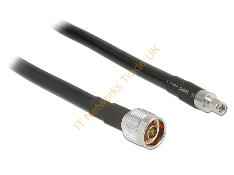 13019 - DeLOCK 1m, N/RP-SMA coaxial cable CFD400, LLC400 Black