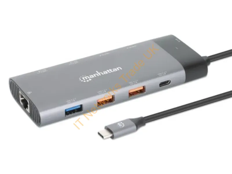 130714 - Manhattan 130714 Laptop Dock/Port Replicator Wired Usb 3.2 Gen 2 (3.1 Gen 2) Type-C Gray