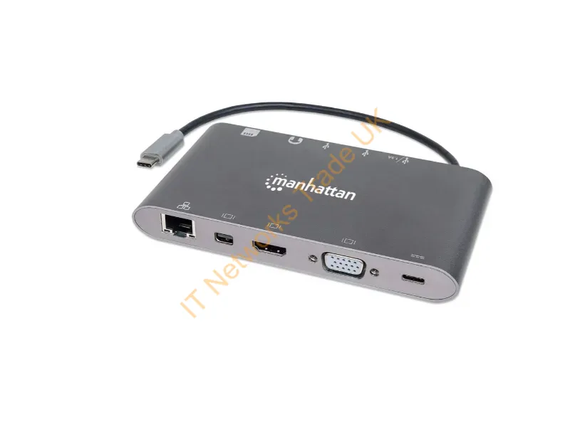 152808 - Manhattan 152808 Laptop Dock/Port Replicator Wired Usb 3.2 Gen 1 (3.1 Gen 1) Type-C Silver