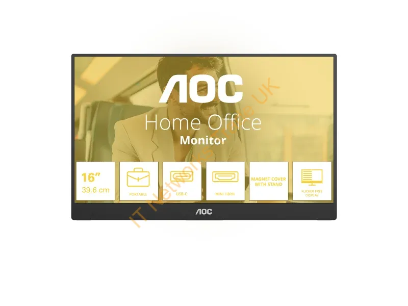16T20E2 - AOC 16T20E2 portable TV/monitor Portable monitor Black 39.6 cm (15.6") LED 1920 x 1080 pixels