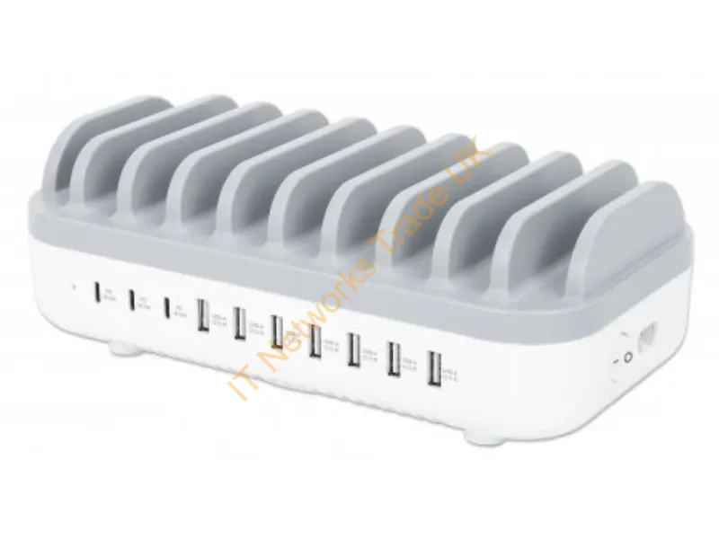 180856 - Manhattan 180856 Charging Station Organizer Desktop Mounted Plastic White