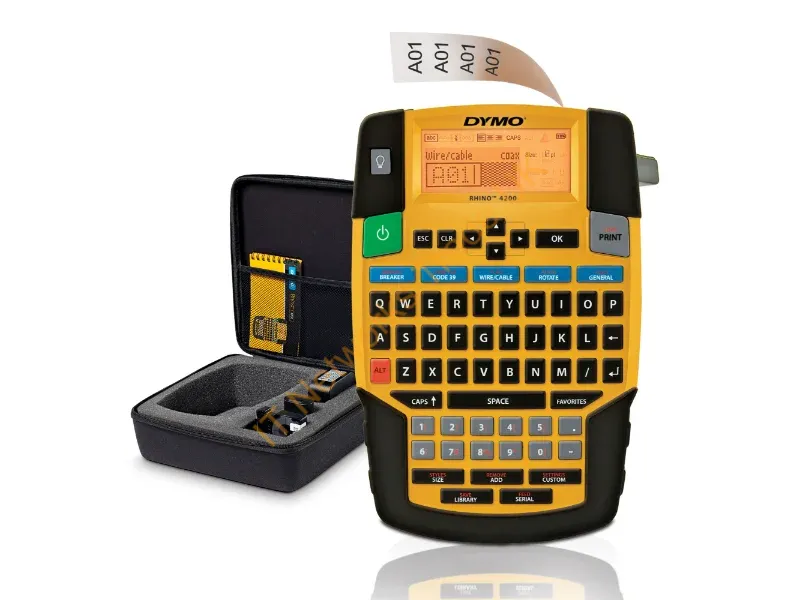 1852995 - DYMO Rhino 4200 Industrial Label Maker Kit Case | QWERTY Keyboard & Time-Saving Hot Keys | Durable Label Printer for Job Sites and Heavy-Duty Labelling Jobs