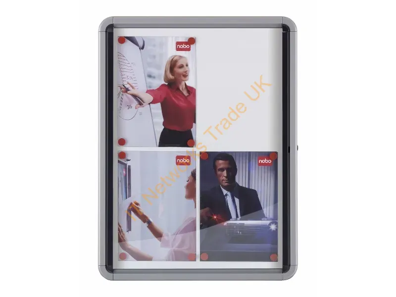 1902558 - Nobo Premium Plus Magnetic Lockable Notice Board Hinged Door 6xA4