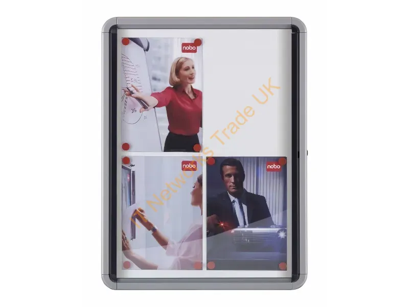 1902560 - Nobo Premium Plus Magnetic Lockable Notice Board Hinged Door 9xA4