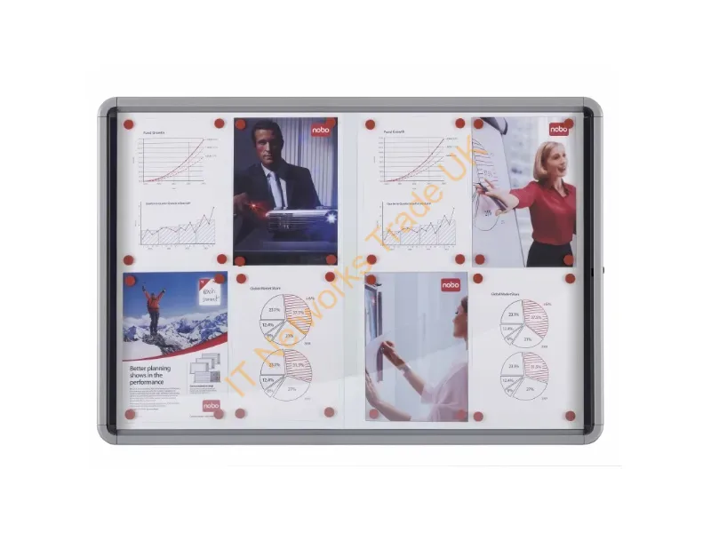 1902569 - Nobo Premium Plus Magnetic Lockable Notice Board Sliding Door 8xA4