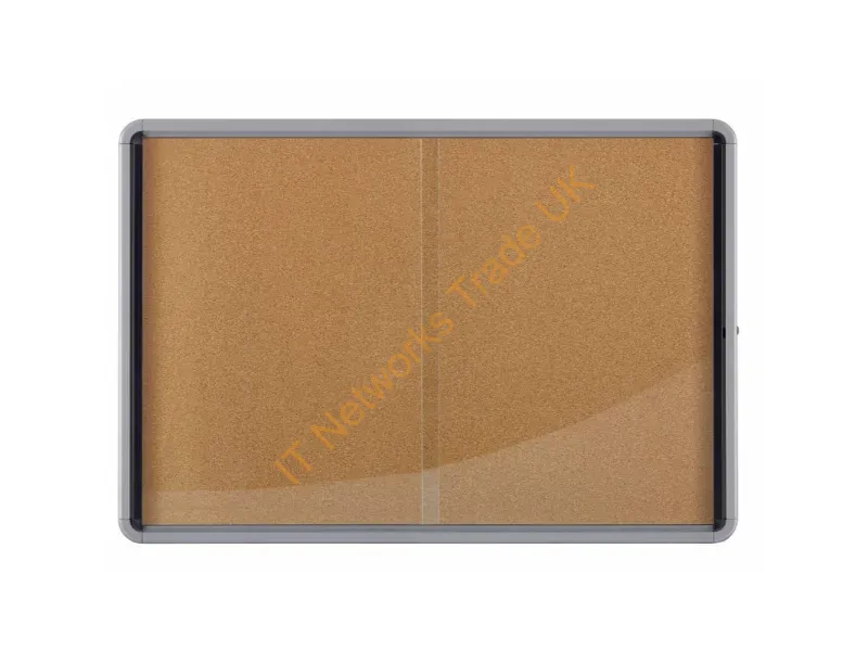 1902575 - Nobo Premium Plus Cork Lockable Notice Board Sliding Door 18xA4