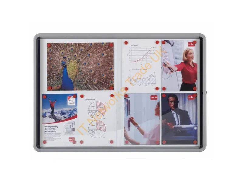 1902609 - Nobo Premium Plus Magnetic Lockable Notice Board Sliding Door 15xA4