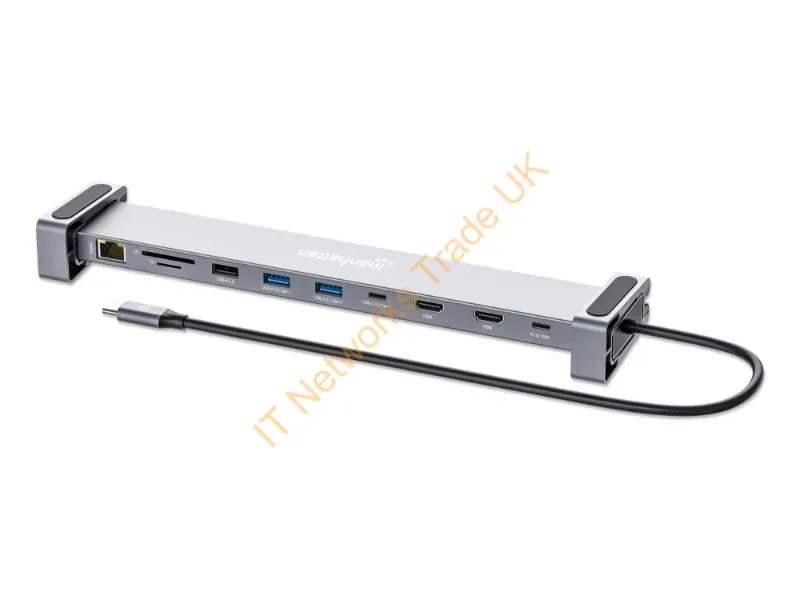 190398 - Manhattan 190398 Laptop Dock/Port Replicator Wired Usb 3.2 Gen 1 (3.1 Gen 1) Type-C Gray