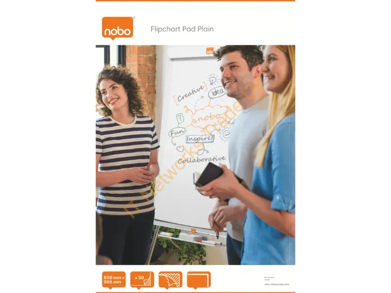 1915100 - Nobo Flipchart Pad Plain 650X955 50 Sheets