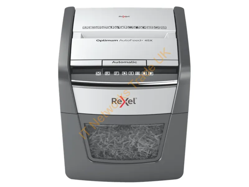 2020045X - Rexel Optimum AutoFeed 45X paper shredder Cross shredding 55 dB 22 cm Black, Silver