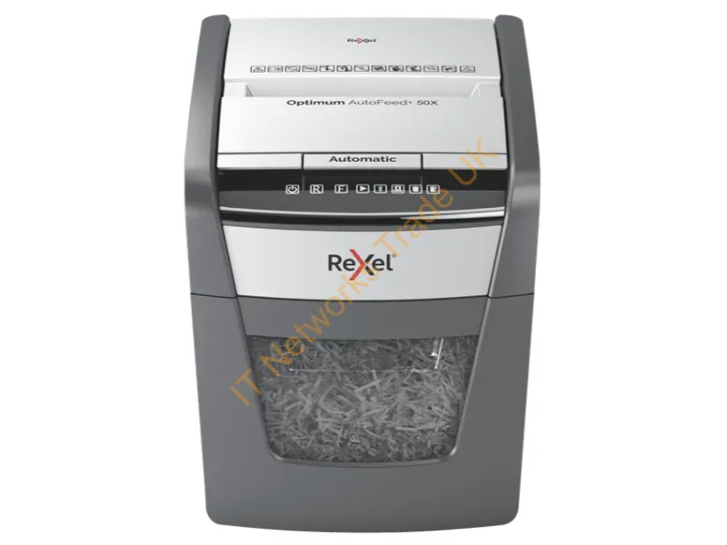 2020050XEU - Rexel Optimum AutoFeed+ 50X Automatic Cross Cut Paper Shredder P4