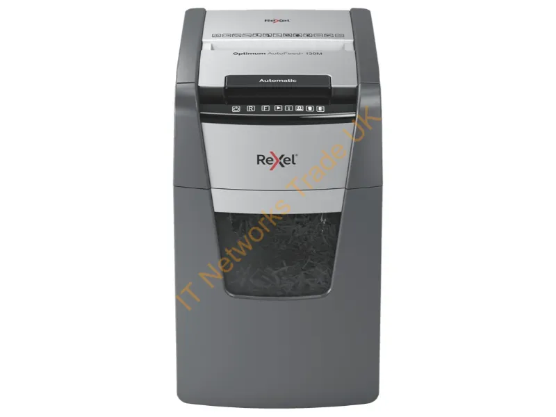 2020130MEU - Rexel AutoFeed+ 130M paper shredder Micro-cut shredding 55 dB Black, Grey