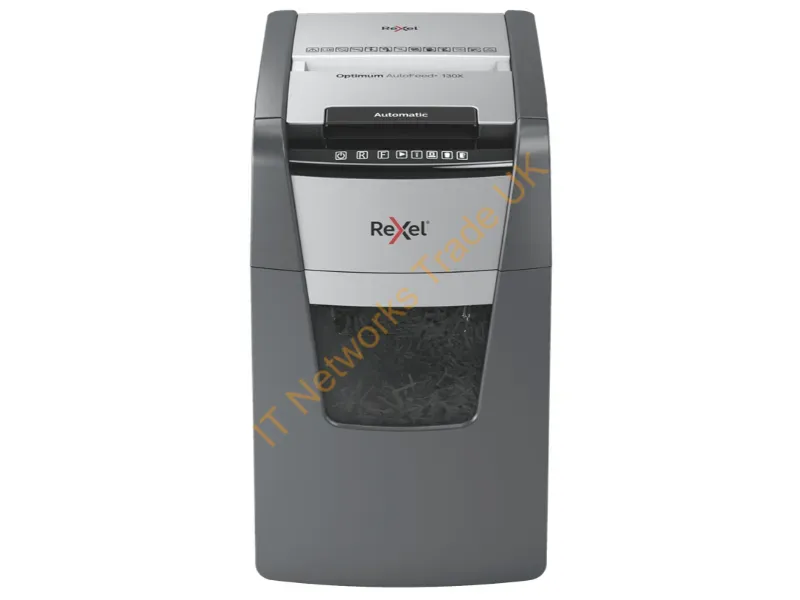 2020130XEU - Rexel Optimum AutoFeed+ 130X paper shredder Cross shredding 55 dB 22 cm Black, Silver