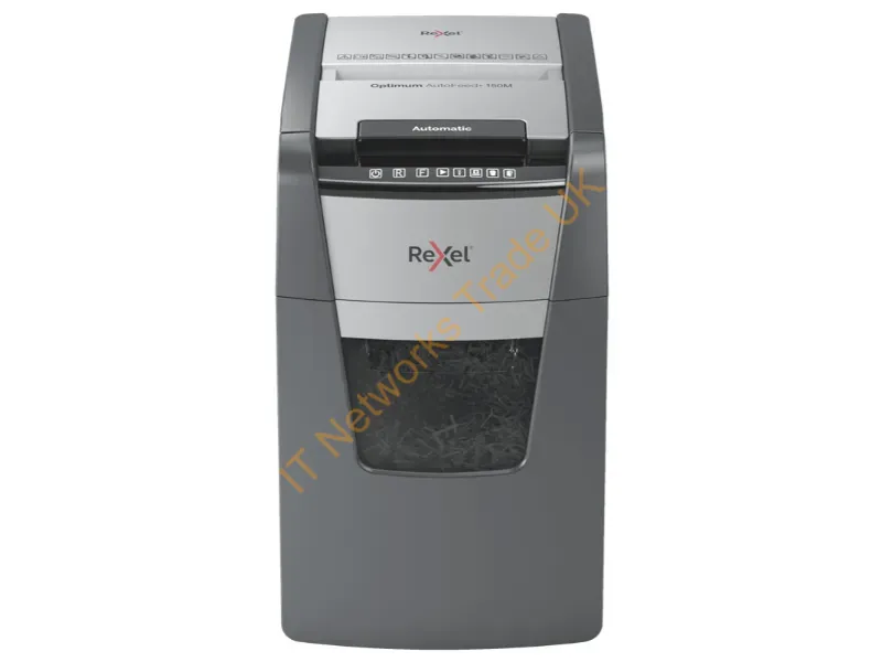 2020150M - Rexel Optimum AutoFeed+ 150M paper shredder Micro-cut shredding 55 dB 22 cm Black, Silver
