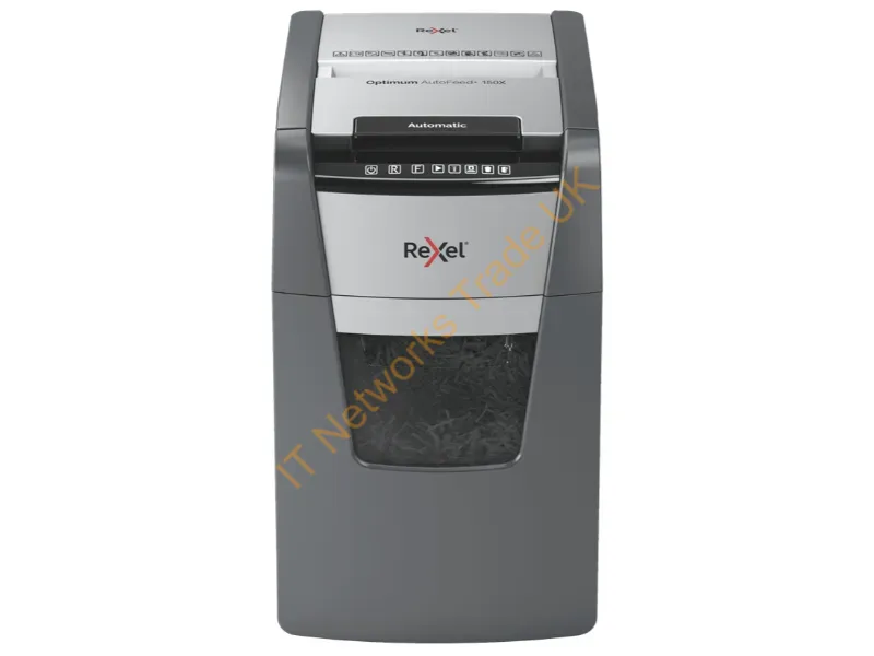 2020150X - Rexel Optimum AutoFeed+ 150X paper shredder Cross shredding 55 dB 22 cm Black, Silver