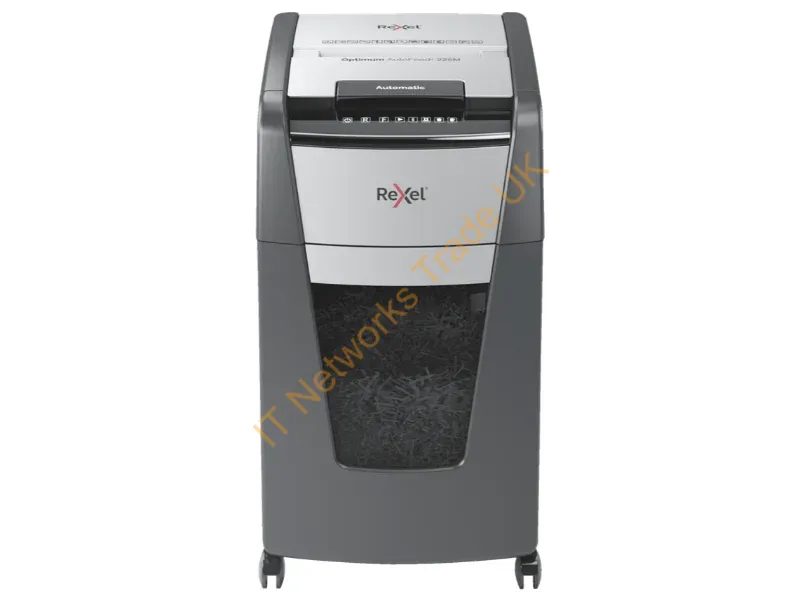 2020225M - Rexel Optimum AutoFeed+ 225M paper shredder Micro-cut shredding 55 dB 23 cm Black, Silver