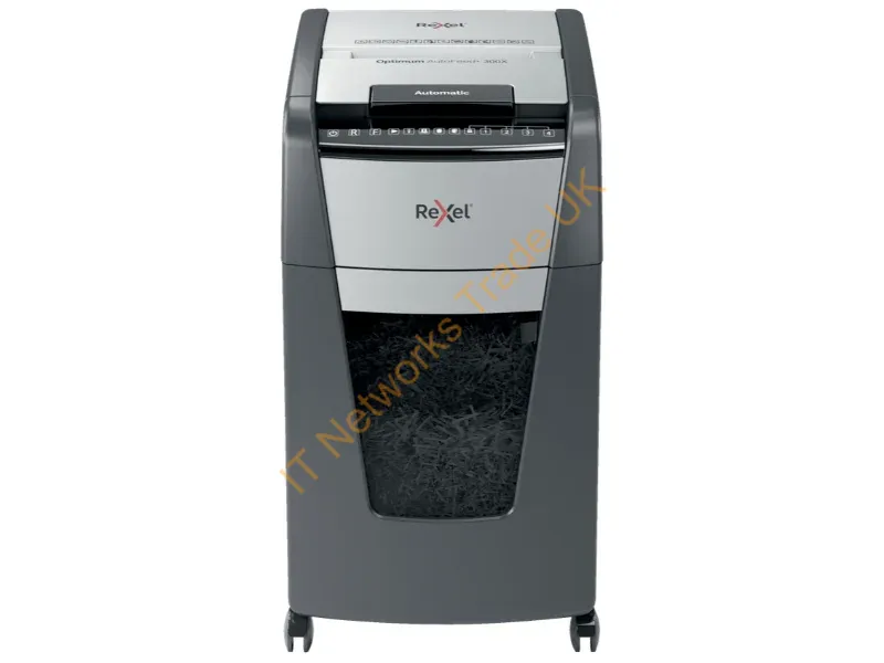 2020300X - Rexel Optimum AutoFeed+ 300X paper shredder Cross shredding 55 dB 23 cm Black, Silver