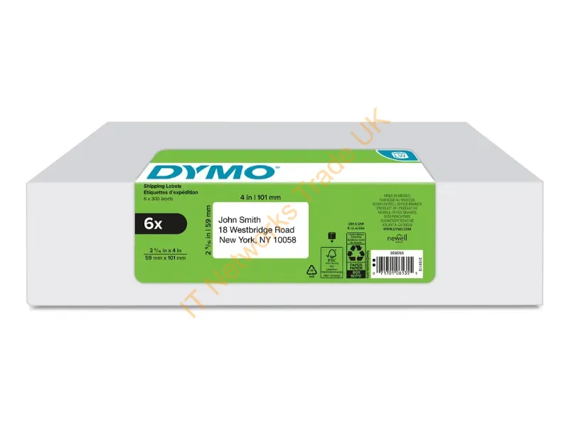 2050765 - Dymo Dy Lw 2-5/16In X 4In Wht Ship 300Ct 6Pk (