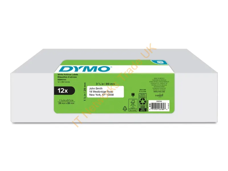 2050768 - Dymo Dy Lw 1-1/8In X 3-1/2In Wht Adr 350Ct 12